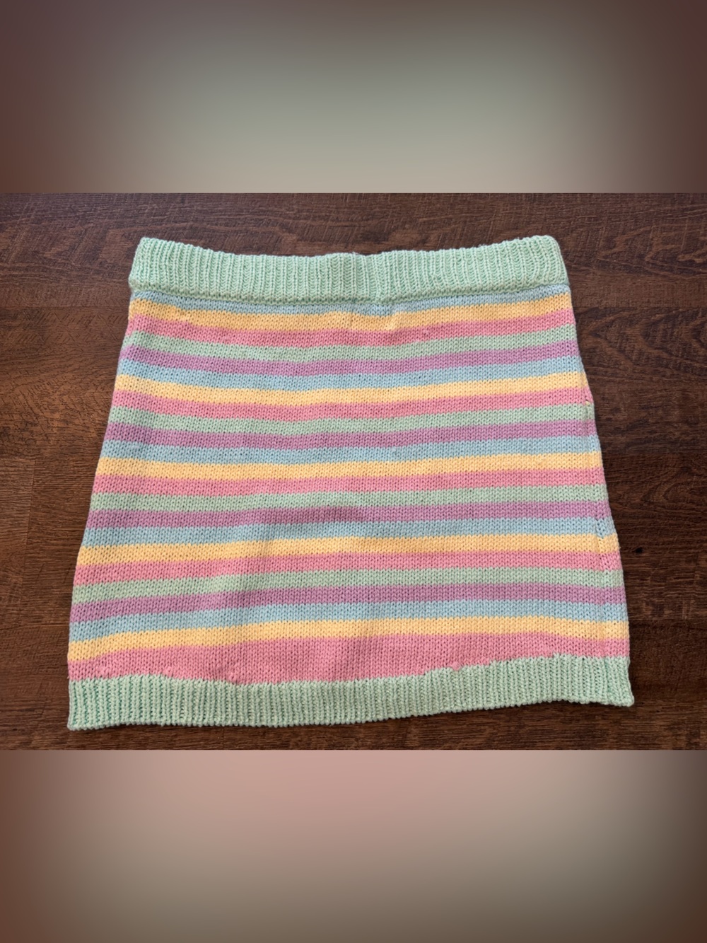 Show Me Your MuMu Pastel Dream Rainbow Stripe Knit Skirt - Picture 2 of 4